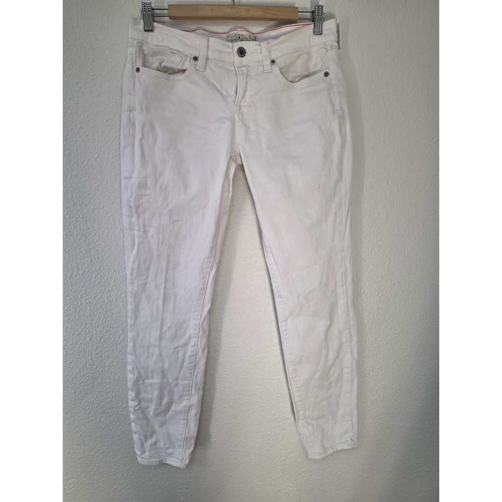 Lucky Brand Women's Jeans Size 8 White Solid Denim Straight Skinny Pants